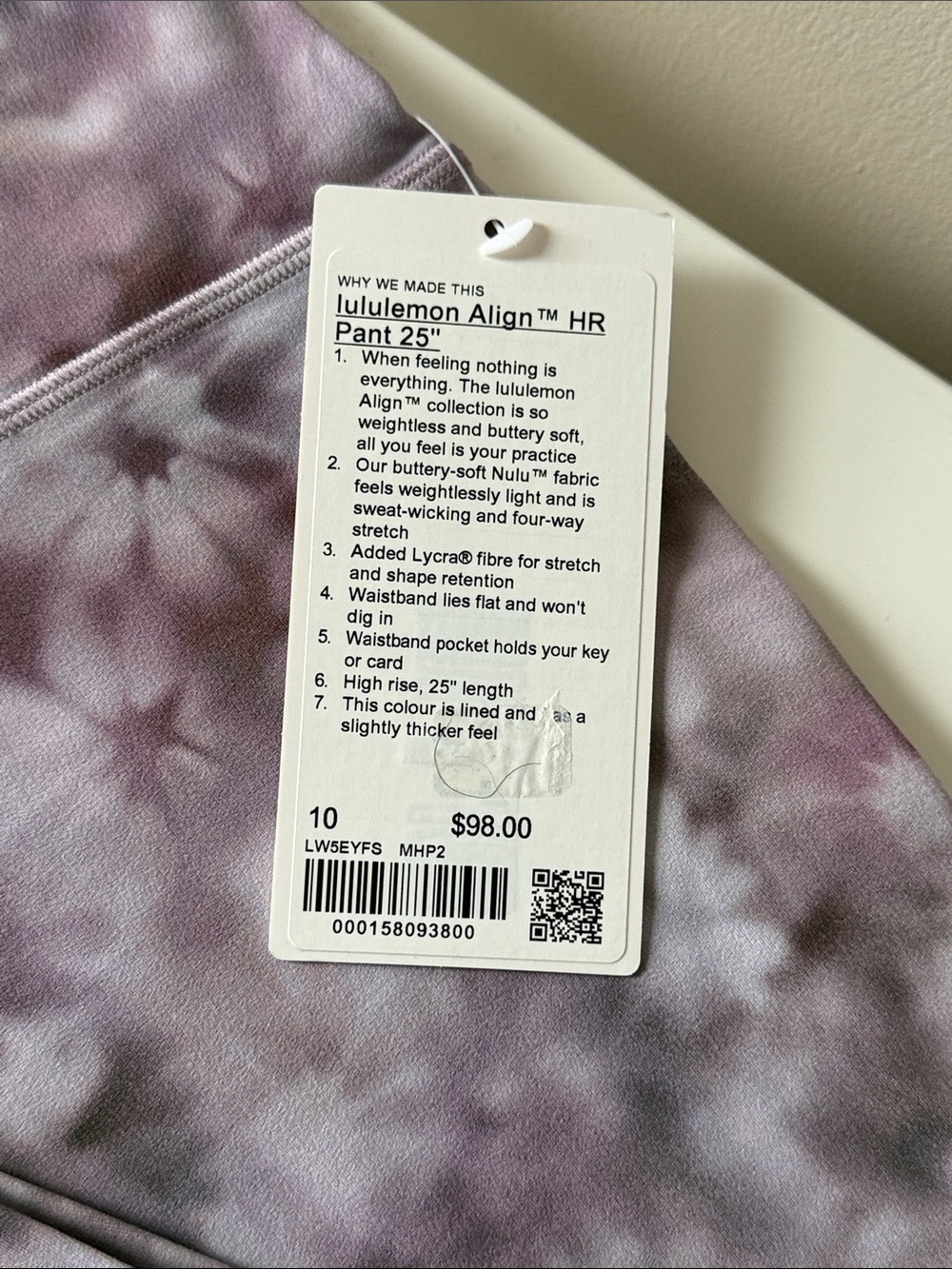 LULULEMON Size 10 align HR 25” meadow haze pink NWT - Picture 2 of 2